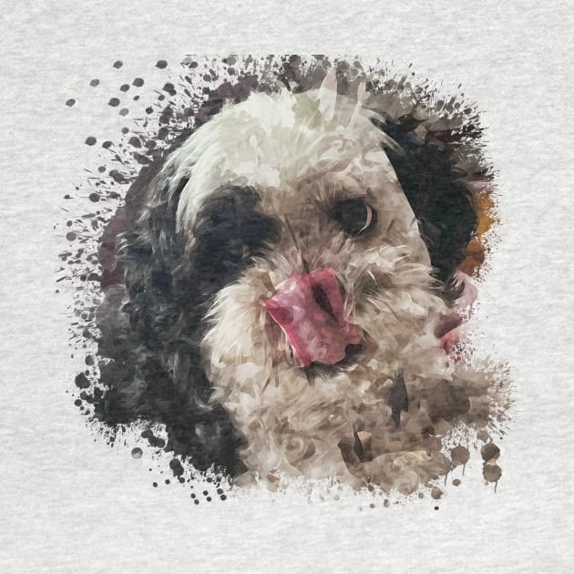 Shih Tzu dog watercolor by Ginstore